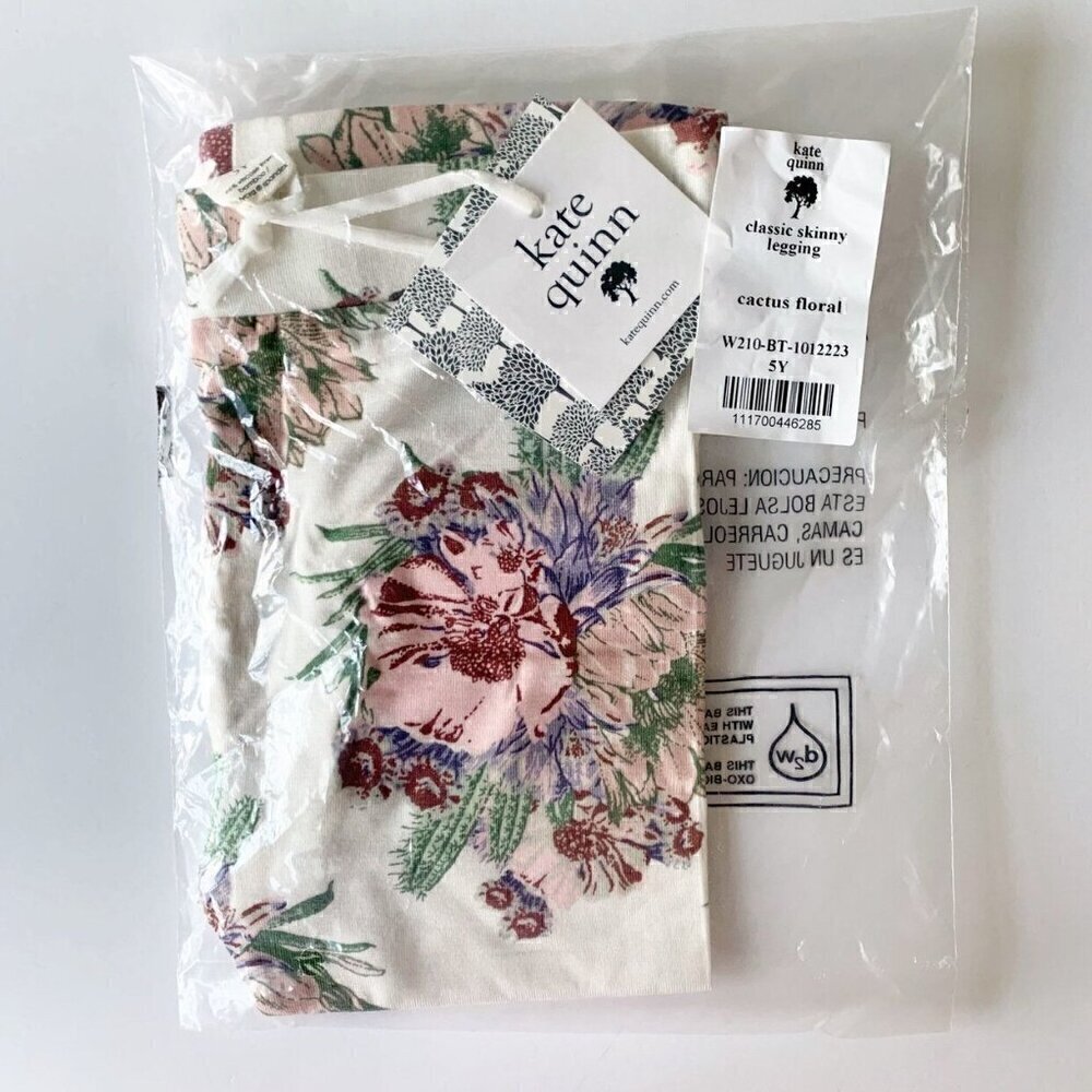 Kate Quinn Cactus Floral Bamboo Girl Skinny Leggings 5T - Picture 5 of 6